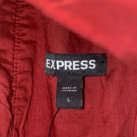 Express - Deep Rust Red - Ruffled Crop Top - Picture 2 of 7